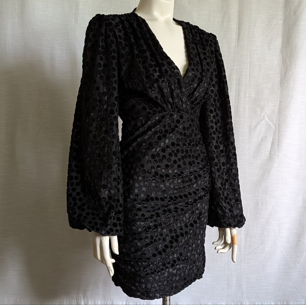 Nwt Maje Bodycon Bishop-Sleeve Dress